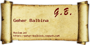 Geher Balbina névjegykártya